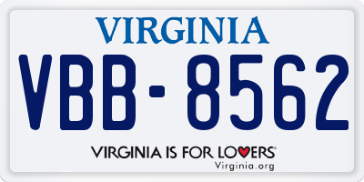 VA license plate VBB8562
