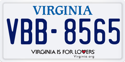 VA license plate VBB8565