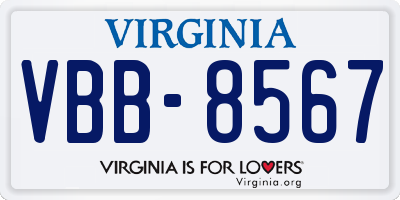 VA license plate VBB8567
