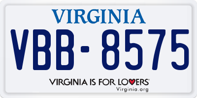 VA license plate VBB8575