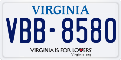 VA license plate VBB8580