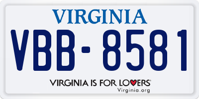 VA license plate VBB8581