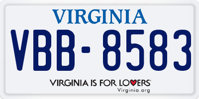 VA license plate VBB8583