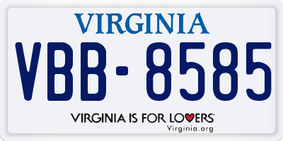 VA license plate VBB8585