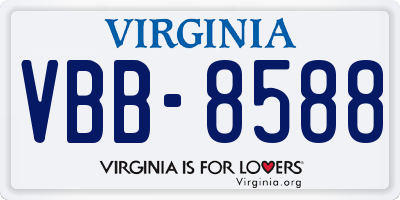 VA license plate VBB8588