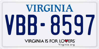 VA license plate VBB8597