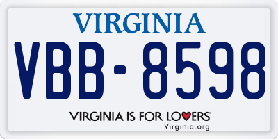 VA license plate VBB8598
