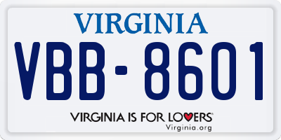 VA license plate VBB8601