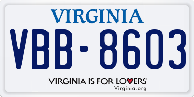 VA license plate VBB8603
