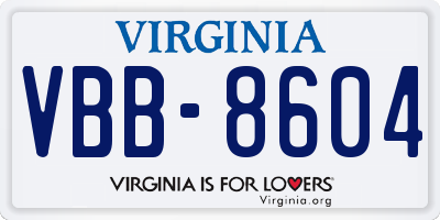 VA license plate VBB8604