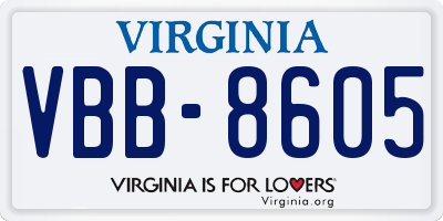 VA license plate VBB8605