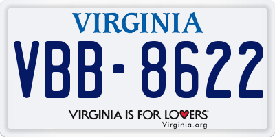 VA license plate VBB8622