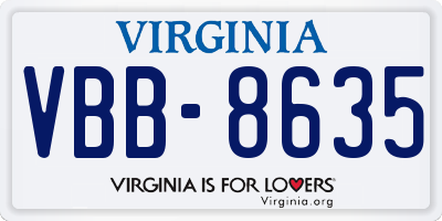 VA license plate VBB8635