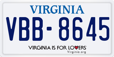 VA license plate VBB8645