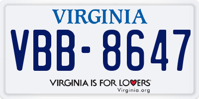 VA license plate VBB8647