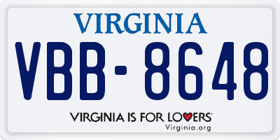 VA license plate VBB8648