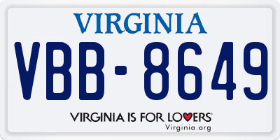 VA license plate VBB8649