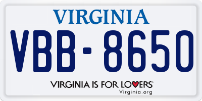 VA license plate VBB8650