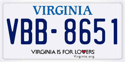 VA license plate VBB8651