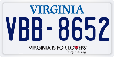 VA license plate VBB8652