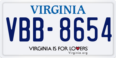 VA license plate VBB8654