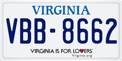 VA license plate VBB8662