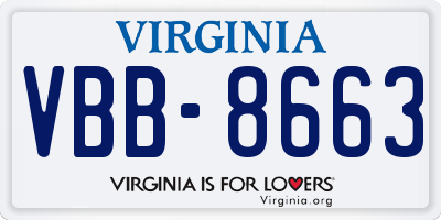 VA license plate VBB8663