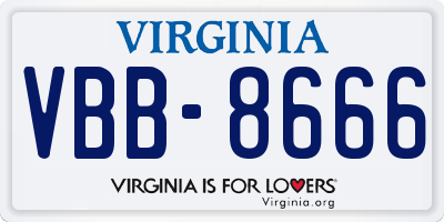 VA license plate VBB8666