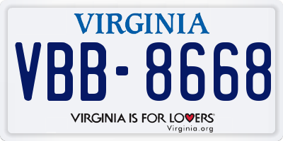 VA license plate VBB8668