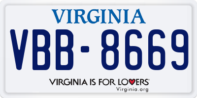 VA license plate VBB8669