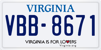 VA license plate VBB8671