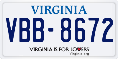 VA license plate VBB8672
