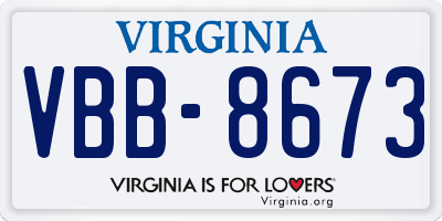 VA license plate VBB8673