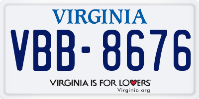 VA license plate VBB8676