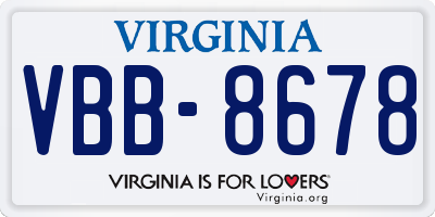 VA license plate VBB8678