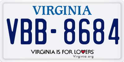 VA license plate VBB8684