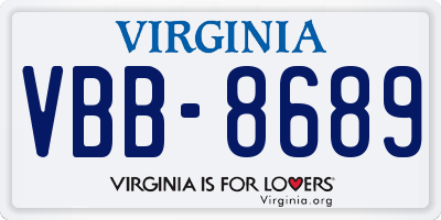 VA license plate VBB8689