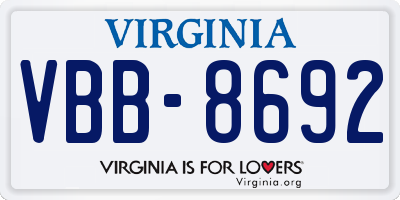 VA license plate VBB8692
