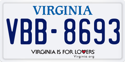 VA license plate VBB8693