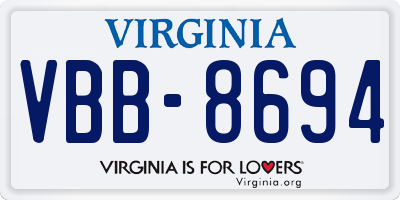 VA license plate VBB8694