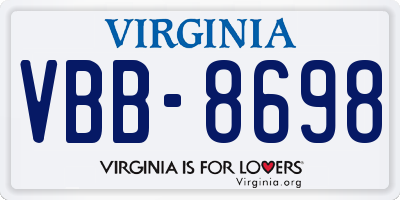 VA license plate VBB8698