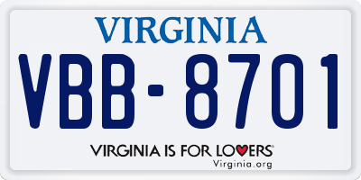 VA license plate VBB8701
