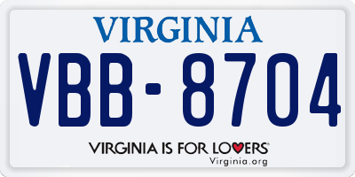 VA license plate VBB8704