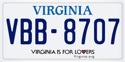 VA license plate VBB8707