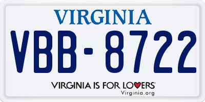 VA license plate VBB8722
