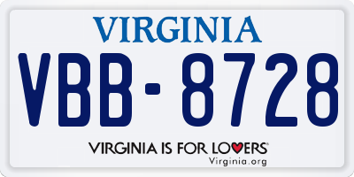 VA license plate VBB8728