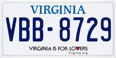 VA license plate VBB8729