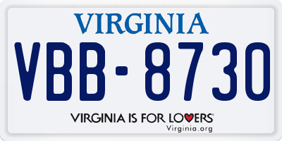 VA license plate VBB8730