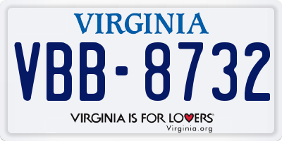 VA license plate VBB8732