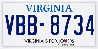 VA license plate VBB8734